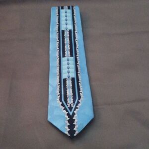 Fratello handmade baby blue, navy, and silver tie NWOT
